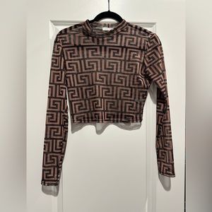 12th Tribe Mesh Cropped Long Sleeve Top